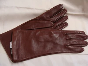 SHANEEN HUXHAM, NEW YORK, Lederhandschuhe, braun, seidengefüttert, Made in Italy, NEU - Bild 1 von 7