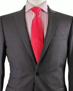 VERSACE Grey Tonal Stripe 100% Wool Suit UK38 US38 EU48 C38 x W32 BRAND NEW +TAG - Picture 1 of 14