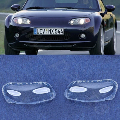 A Pair For Mazda MX-5 Roadster Coupe 2006-08 Headlight Clear Lens Housing +Glue - Image 1 of 4