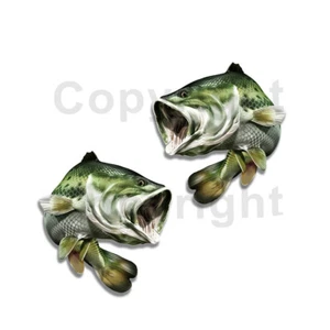 Calcomanía con pegatinas de bajo de boca grande barco de pesca cámper remolque coche camión F031 paquete de 2 - Imagen 1 de 1