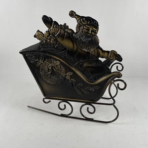 Mercuries U.S.A Hand crafted Bronzed Metal Santa and his Gift Sleigh 1993 - Picture 1 of 10