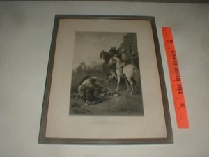 Antique 1883 Photogravure Falcon Chase In Algiers Print Framed French Arab Horse - Picture 1 of 18