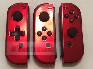 Nintendo Switch Custom Joy-Con Chrome Red NES Joy Cons Controllers D-PAD option - Picture 1 of 25