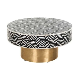 Bone Inlay Coffee Table Geometric Cube Design Black color with Free Shipping - Picture 1 of 7