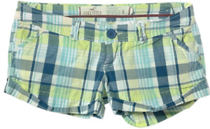 Hollister Womens super low rise multicolor plaid short shorts, 5.5" rise, size 0