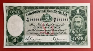 1933 Riddle Sheehan One Pound Banknote In gEF, Graded By ANDA Member - Picture 1 of 6