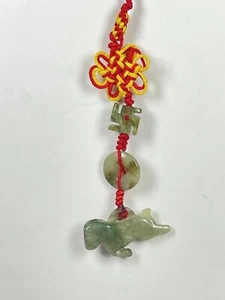 Hand Carved Natural Jade Chinese Zodiac Horse Pendant Knotted CellPhone Charm - Picture 1 of 3