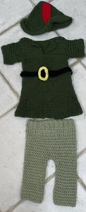 PETER PAN BABY COSTUME CROCHETED SHIRT/PANT/HAT HANDMADE DISNEY LOVER SUPER CUTE - Picture 1 of 2