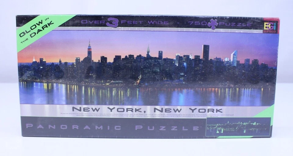 Buffalo Games Panoramic Puzzle York City Glow in The Dark - 750pc Jigsaw Gam