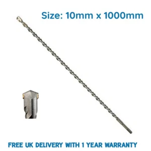 10mm x 1000mm 100cm 1m SDS+ PLUS Hammer Masonry Drill Bit Free Postage - Picture 1 of 7