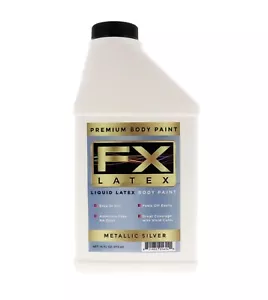 Liquid Latex Face and Body Paint - Metallic Silver, 16oz - Picture 1 of 3