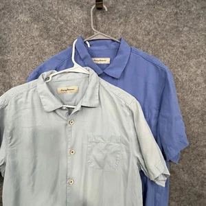 Tommy Bahama Mens Shirt Large Blue Silk Short Sleeve Set Of 2 Hawaiian - Picture 1 of 24