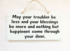Happiness Quote Wall Plaque New Home Decor Blessing Sign Friends Family Gift