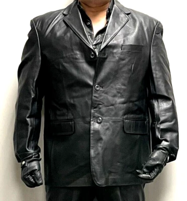 Blazer chaqueta deportiva de cuero negro Stafford XXL Foto 1 de 4