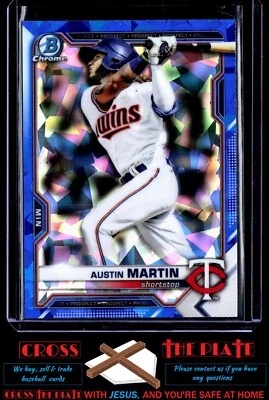 1-2021 Bowman Draft Sapphire Edition Austin Martin Minnesota Twins #BDC-19 - Image 1 of 2