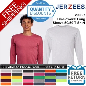 🔥 Jerzees Men Dri-power Long Sleeve 50/50 T-shirt Pre-shrunk Up To 3XL 29lsr - Picture 1 of 95