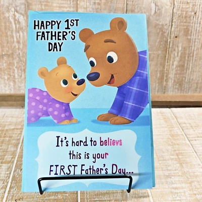 Hallmark Father's Day Greeting Card First Daddy Bears Pop Out Blue Green - Image 1 of 4