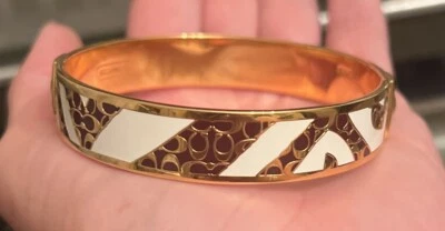 Coach Gold/Cream/Purple Signature Bangle Bracelet 2.75” - Image 1 of 4