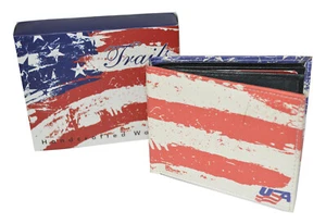 Leatherboss Men Exotic Patriotic USA American Flag Wallet with printed gift box. - Picture 1 of 24