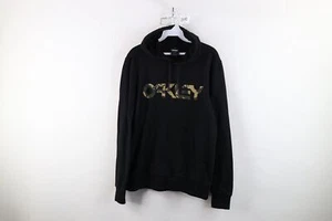 Vintage Oakley Mens Small Faded Spell Out Camouflage French Terry Hoodie Black - Picture 1 of 15