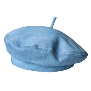 Women Blue Denim Beret French Artist Painter Beanie Hat Cap - Picture 1 of 6