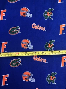 BTY Yards NCAA FL Florida Gators all over 100% Cotton Collage Football Blue - Picture 1 of 2