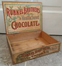 Runkel Brothers Chocolate Wooden Display Box w/ Original Labels Country Store  