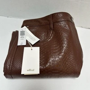 Aritzia Wilfred Neu mit Etikett Melina Hose Schlangenleder Kroko Kunstleder cognac gerade 14 - Bild 1 von 7