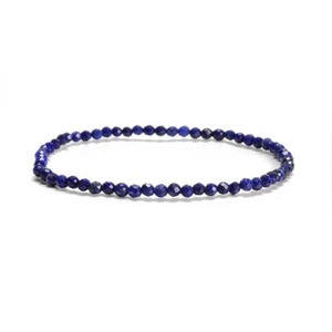 A++ Lapis Lazuli Faceted Round Tiny Beaded Stretchable Bracelet 6-9" Girls Woman - Picture 1 of 10