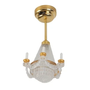 Miniature Chandelier 1/12 Scaled Mini Ceiling Lamp w/ 5 LED Candle for Dollhouse - Picture 1 of 11
