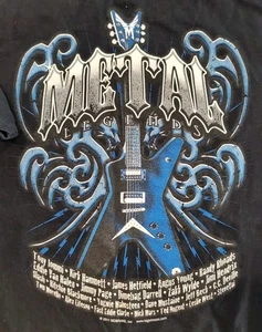 Metal Legends Guitar T Shirt 2011 Angus Young Randy Rhoads Eddie Van Halen Sz L - Picture 1 of 5