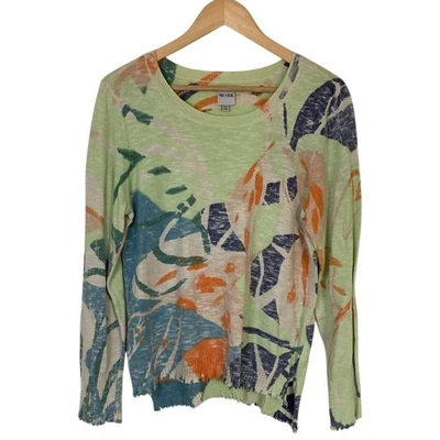 Suéter Pullover Nic+Zoe Mujer MP Manga Larga Estampado Gráfico Verde Azul Foto 1 de 4