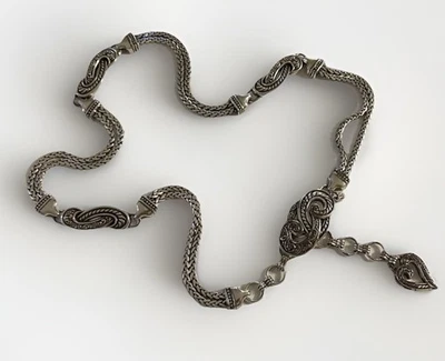 Cinturón Vintage Brighton Beach Estilo Balinés Plateado Talla Med 36" Foto 1 de 4