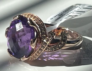 Amethyst (4-1/4 ctw) & Weißtopas (1/3 ctw) Ring in 14k Rosévergoldet Gr. 7 Neu mit Etikett - Bild 1 von 17