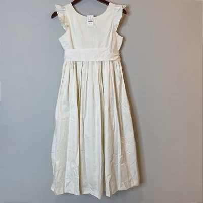 Maxi Vestido J.Crew Manga Acampanada Algodón Satén Lazo Ocasión Especial BI927 Marfil Foto 1 de 4