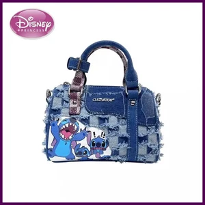 Disney New Cartoon Stitch Denim Shoulder Bag with Hole Splicing Crossbody Bag - Picture 1 of 23