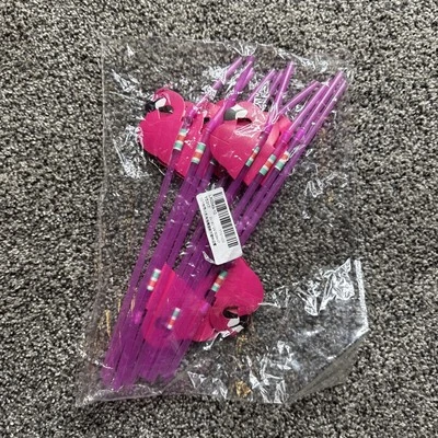 10 pajitas de plástico flexibles para mesa de fiesta Luau decoración flamenco rosa Foto 1 de 4