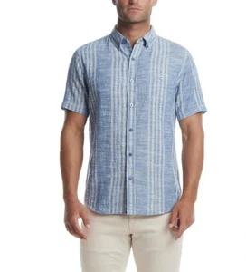 Wetterfest Vintage Herren Kurzarm Leinen Baumwollmischung Gewebt Button Down - Bild 1 von 4
