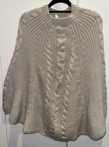 Cable Melbourne 100% Merino Wool Cable Knit Poncho One Size - Picture 1 of 4
