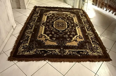 Alfombra pequeña tradicional hecha a mano oriental de lana marrón 210 x 154 cm 6 pies 11 pulgadas 5 F Foto 1 de 2