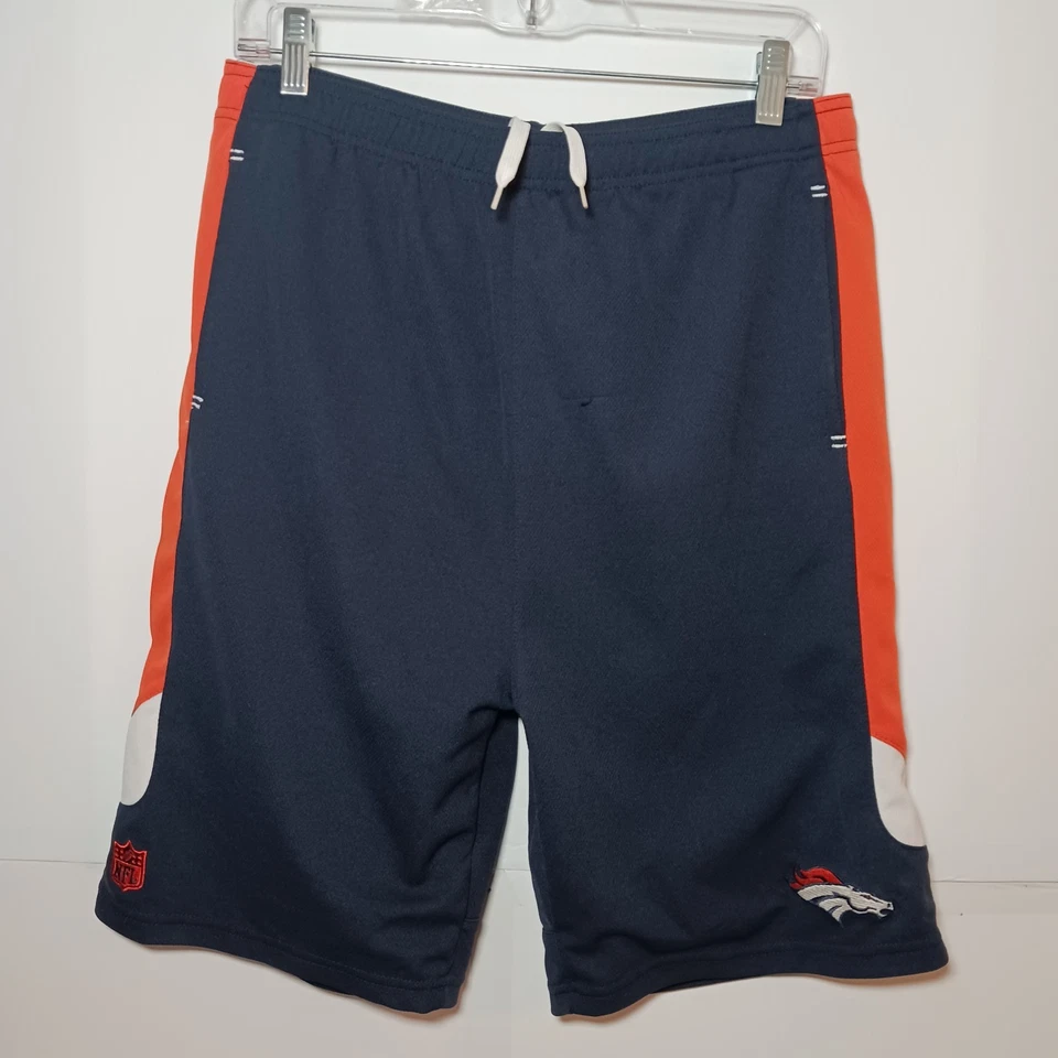 丹佛野马队 NFL 球队服装网眼短裤青少年尺寸 XL — 第 1/4 张图片
