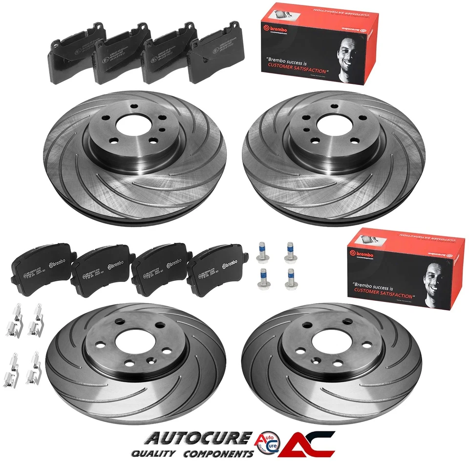 ДЛЯ AUDI Q5 2.0 TDI MK1 F/R 2012-2016 РИФЛЕНЫЕ ТОРМОЗНЫЕ ДИСКИ И BREMBO КОЛОДКИ - Изображение 1 из 1