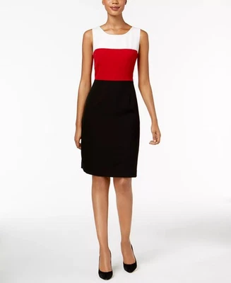 Kasper Women's Colorblock Sleeveless Sheath Dress Size 8 NWT Black Red White - Image 1 of 4