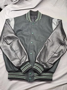 Rock Creek Athletics Varsity Jacket Mens Large Wool Leather Made USA Striped - Picture 1 of 10