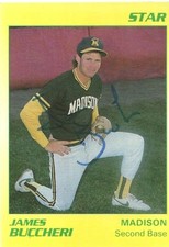 1989 Madison Muskies JAMES BUCCHERI Signed Card A'S ATHLETICS autograph