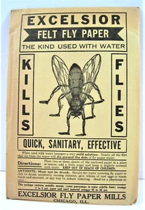 Paquete de molinas de papel de mosca de fieltro Excelsior de colección/letrero stock antiguo Chicago Ill - Imagen 1 de 2
