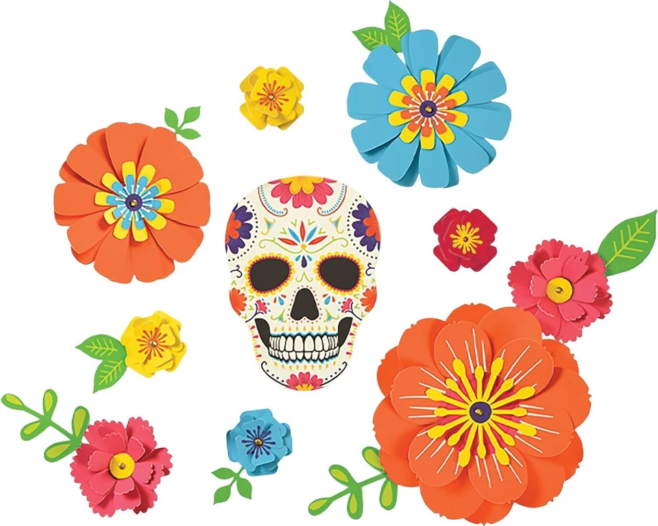 Día de los Muertos Día Muerto Halloween Fiesta Floral Telón de Fondo Papel Decoraciones Foto 1 de 1