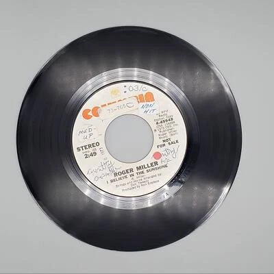 Roger Miller I Believe In The Sunshine Single Record Columbia 1973 4-45948 PROMO - Image 1 of 2