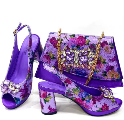 Último Diseño Y Bolso Conjunto Sandalias Zapatos Italianos Con Bolso A Juego Zapatos de Fiesta Foto 1 de 4