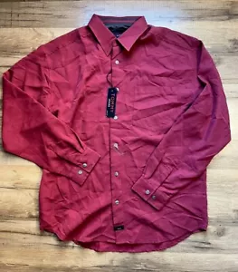 Vintage Tommy Jeans Dress Shirt Long Sleeve Red Button Up Office Classic - Picture 1 of 8